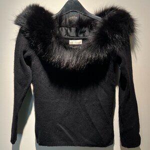 Blumarine Black Faux Fur Sweater, Sz I-42, D-36. Used. Made in Italy.